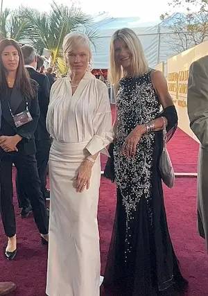 Anna Karolina Heinrich & Pamela Anderson at the Golden Globes 2026